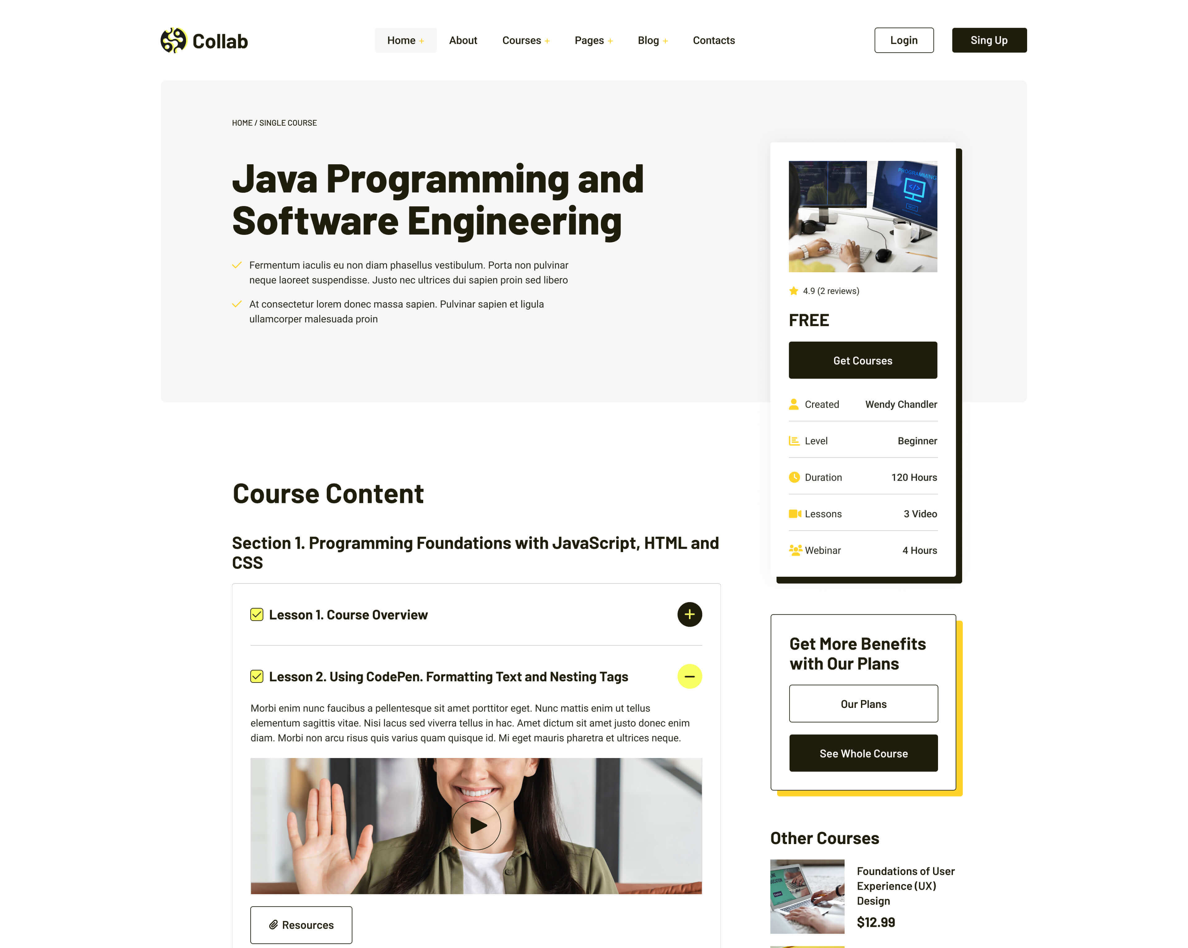 Course Details 2 Page